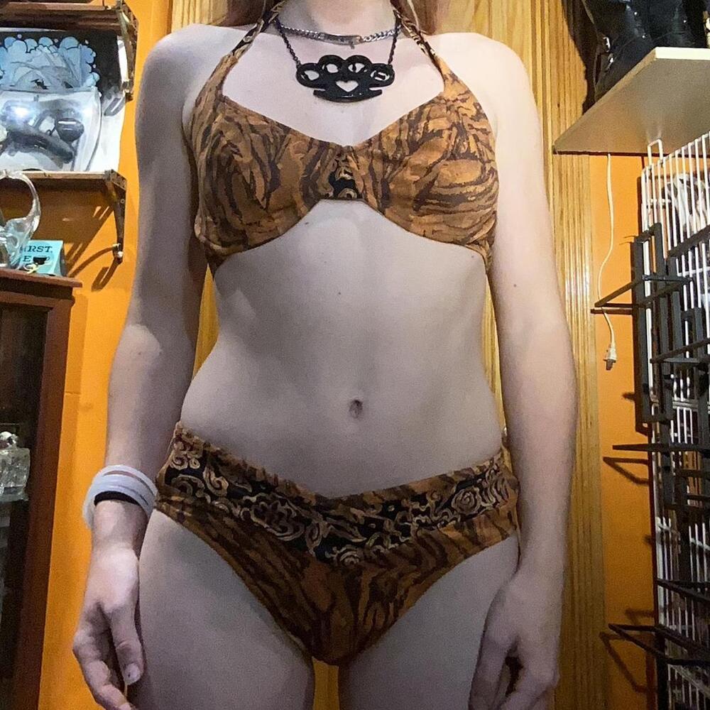 Tiger print bikini 36b